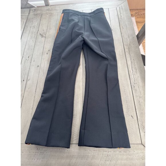 AREA NYC Cropped Crystal Embellished Ponte Flared Pants Trousers Black Size 0 - Picture 5 of 5